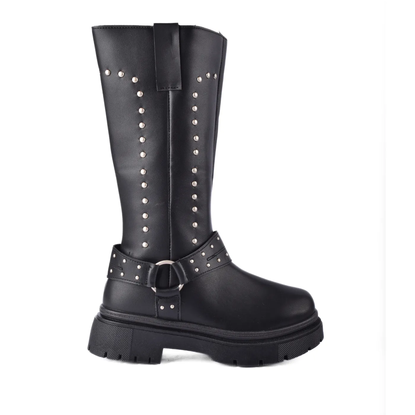 Knotted Heeled Leather High Boot