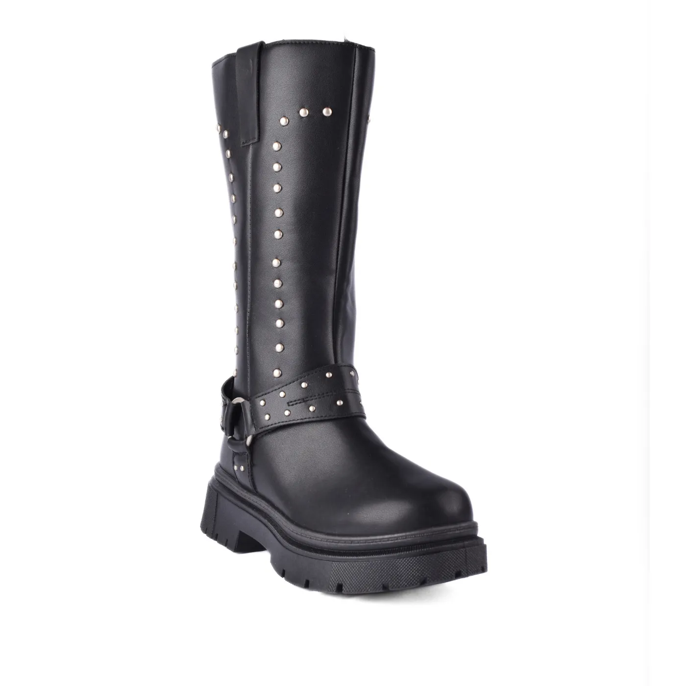 Knotted Heeled Leather High Boot