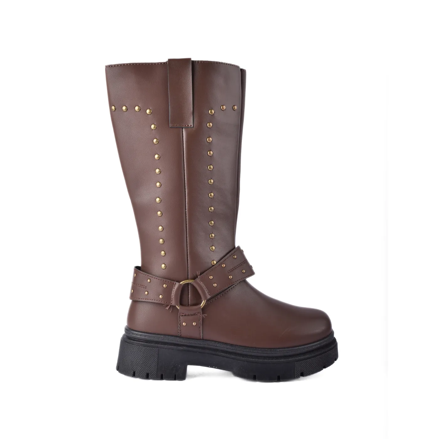 Knotted Heeled Leather High Boot