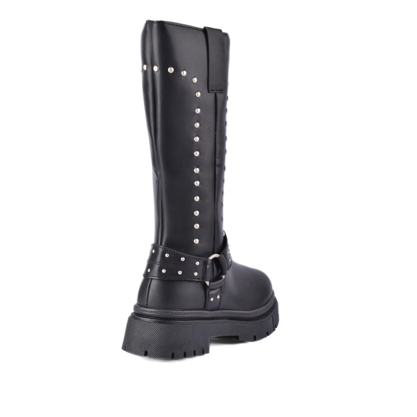 Knotted Heeled Leather High Boot