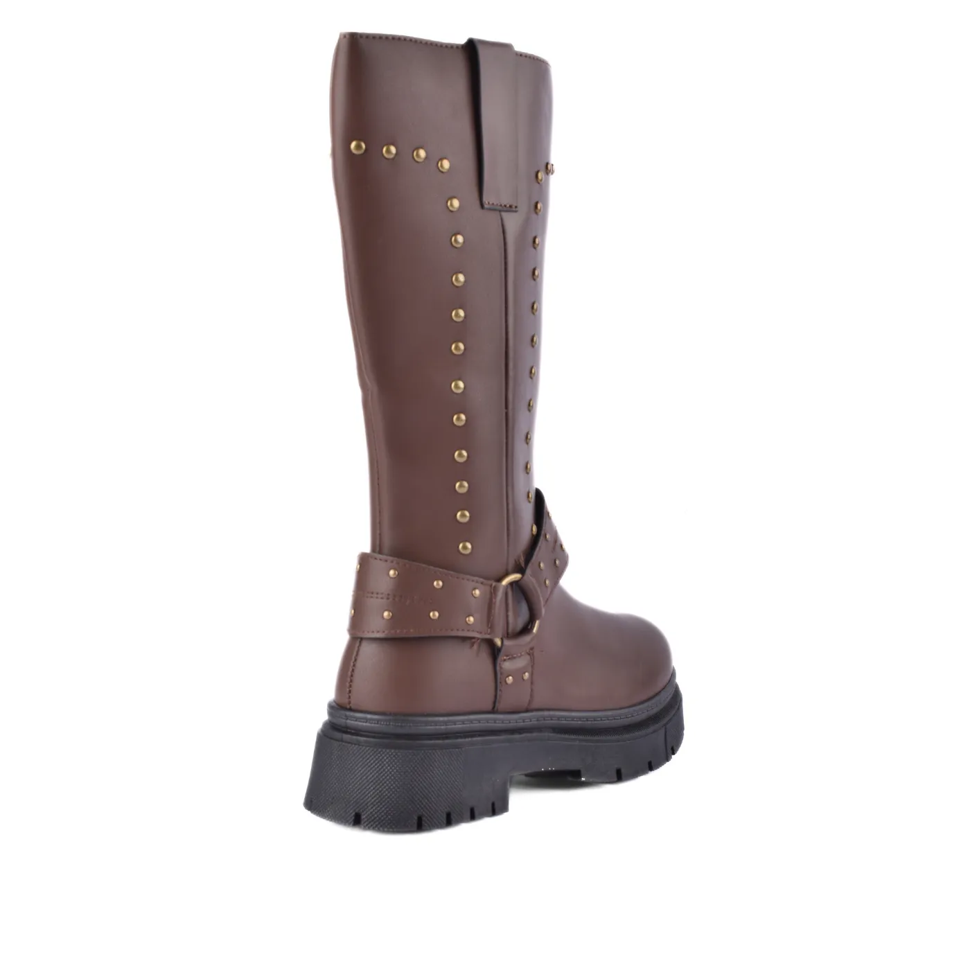 Knotted Heeled Leather High Boot