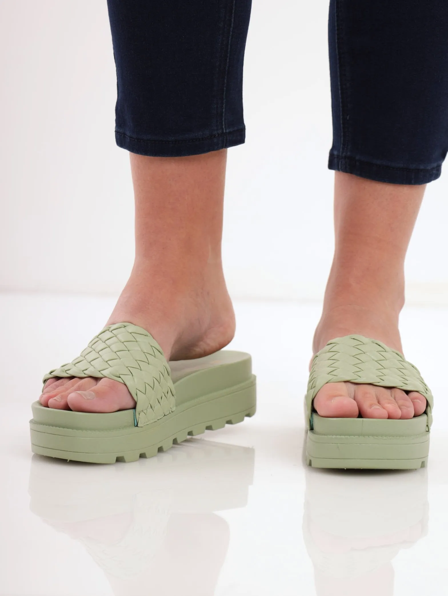Ladies Cleated Platform Mule Sandal - Sage