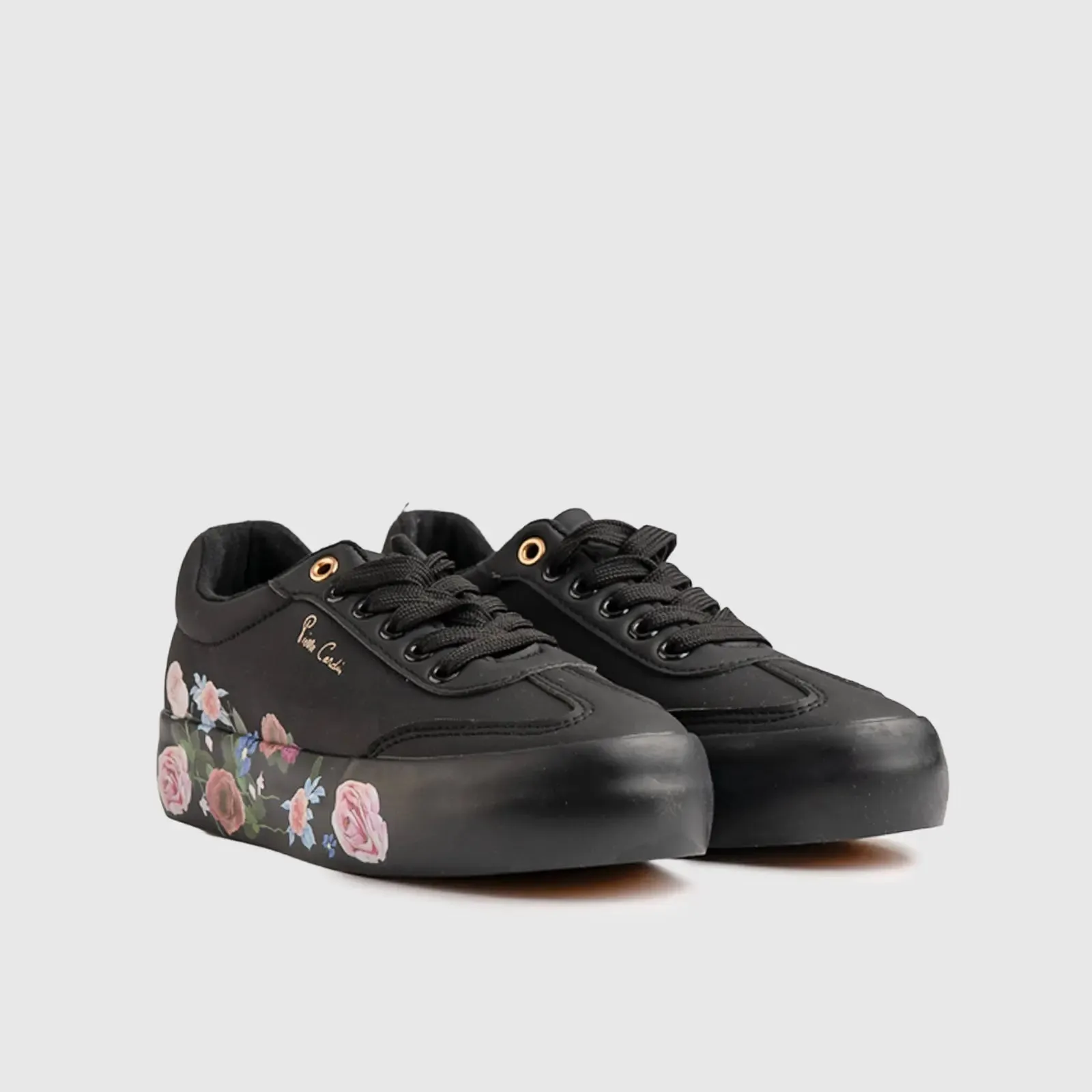Ladies Sneaker Black Floral 10577