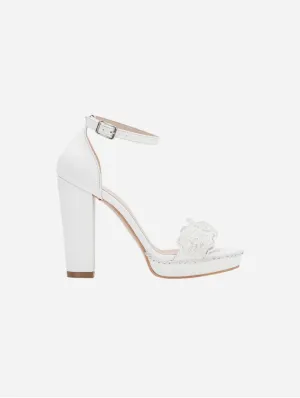 Leonor Floral Lace Platform Wedding Sandals | Ivory