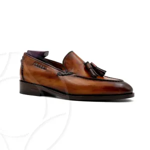 LIAM Premium Loafers with Tassels, Crafted in Hand Patina Leather