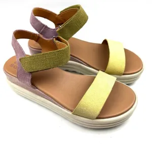 Like new Sorel Cameron Strappy Multi-Color Pastel Suede Platform Sandals 7.5