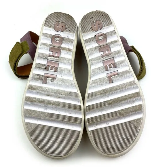 Like new Sorel Cameron Strappy Multi-Color Pastel Suede Platform Sandals 7.5