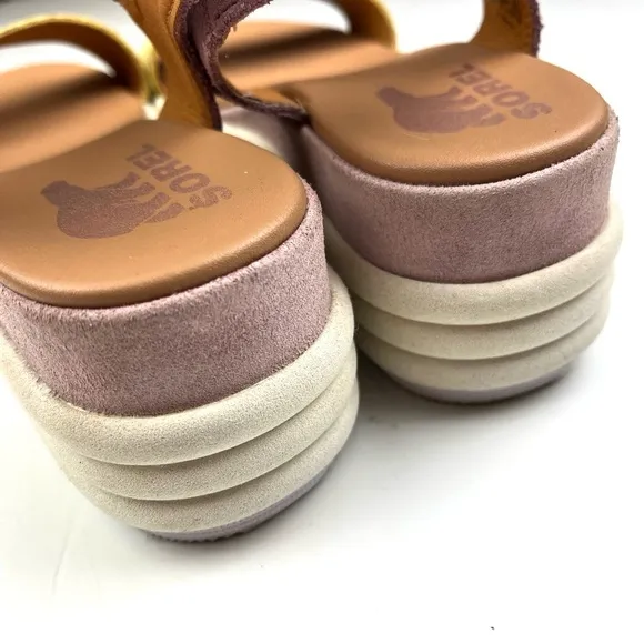 Like new Sorel Cameron Strappy Multi-Color Pastel Suede Platform Sandals 7.5