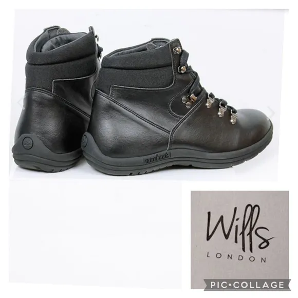 Like New! Wills Vegan Leather Black Walking Boots Size 38 / W 7 / M 5.5 Macboot