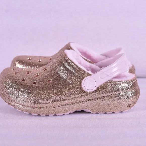 Little GIrl Crocs Classic Glitter Lined Clogs