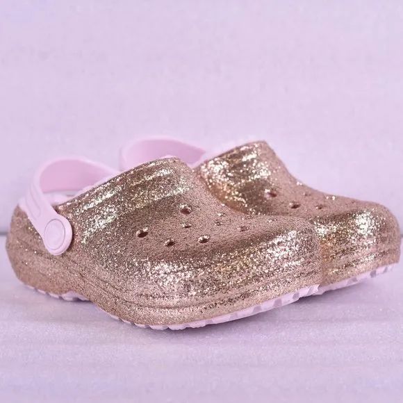 Little GIrl Crocs Classic Glitter Lined Clogs