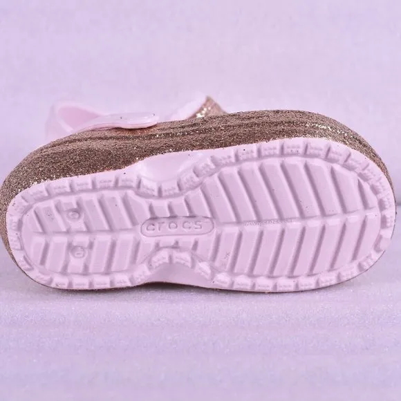 Little GIrl Crocs Classic Glitter Lined Clogs