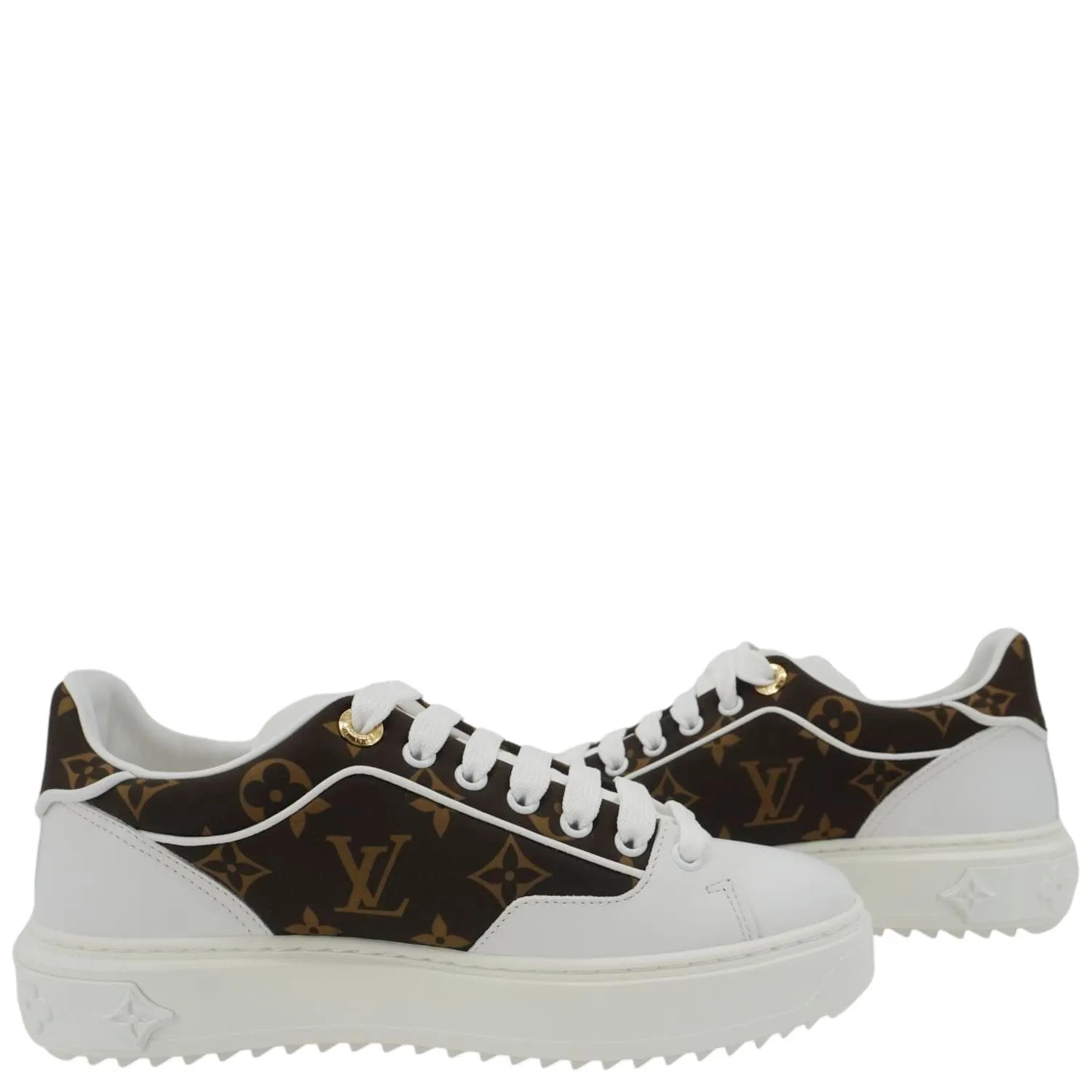 LOUIS VUITTON Timeout Trainers Monogram Nylon Sneakers White Size 37