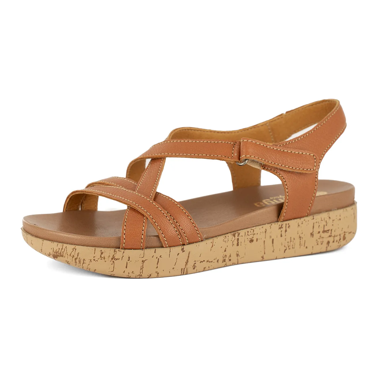 Luanda : Ladies Leather Sandal in Oak Cayak