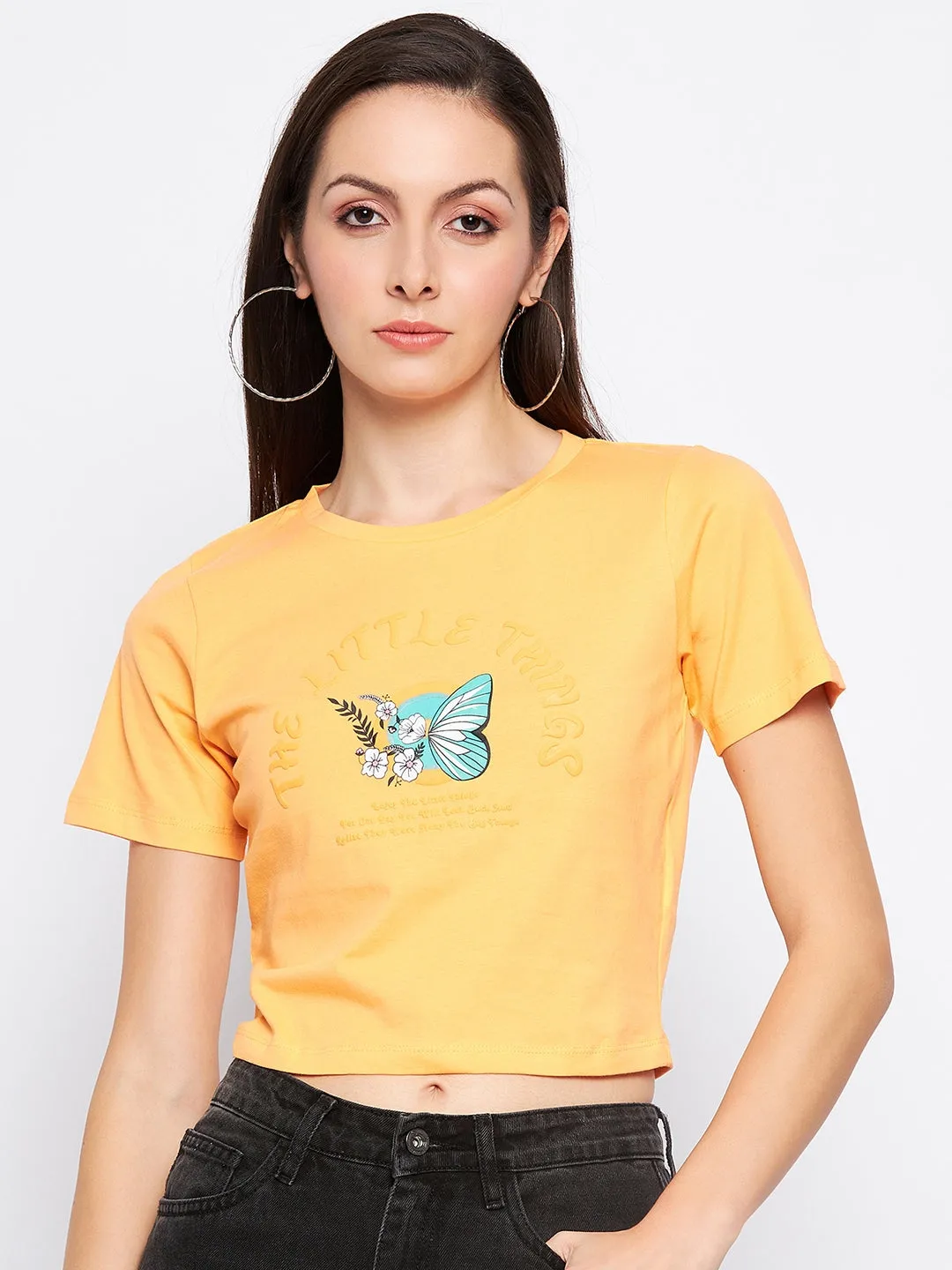 Madame Orange Knot Crop Top