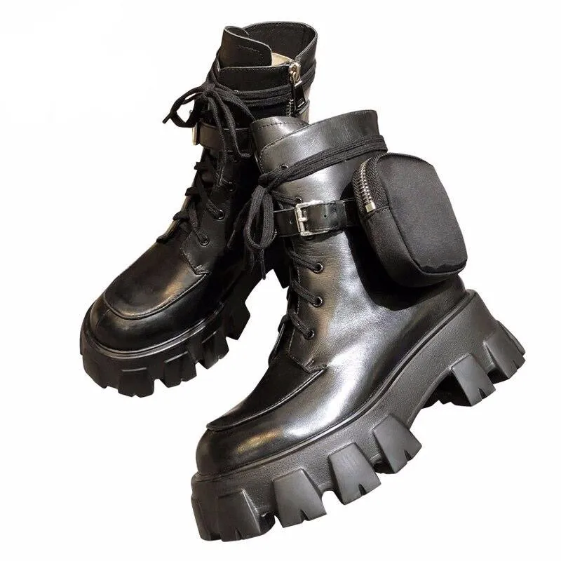 Martin boots fall British style work boots high-top leather boots army boots platform platform trend pocket ankle boots