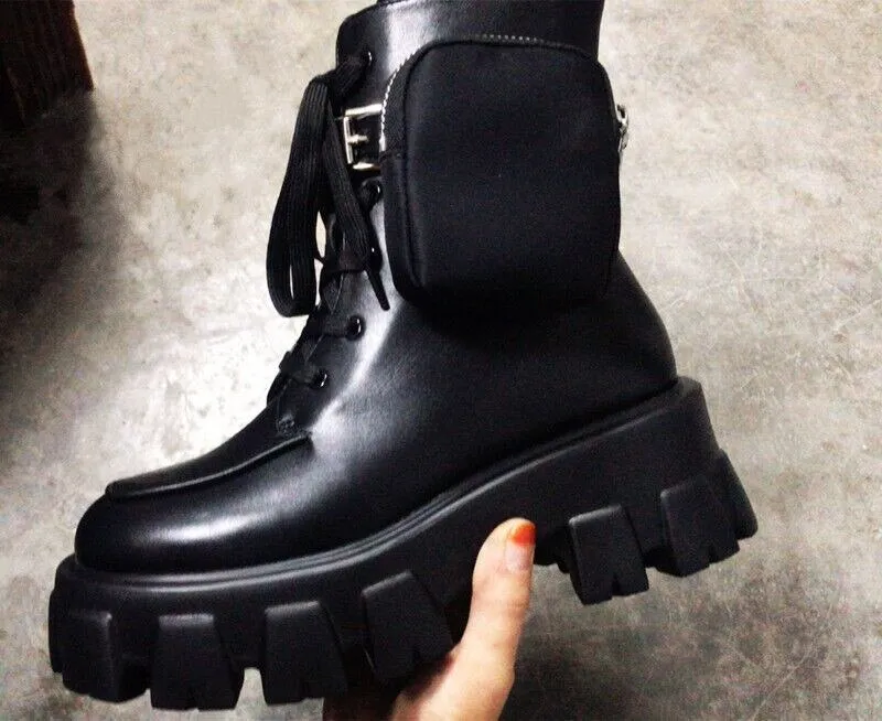 Martin boots fall British style work boots high-top leather boots army boots platform platform trend pocket ankle boots