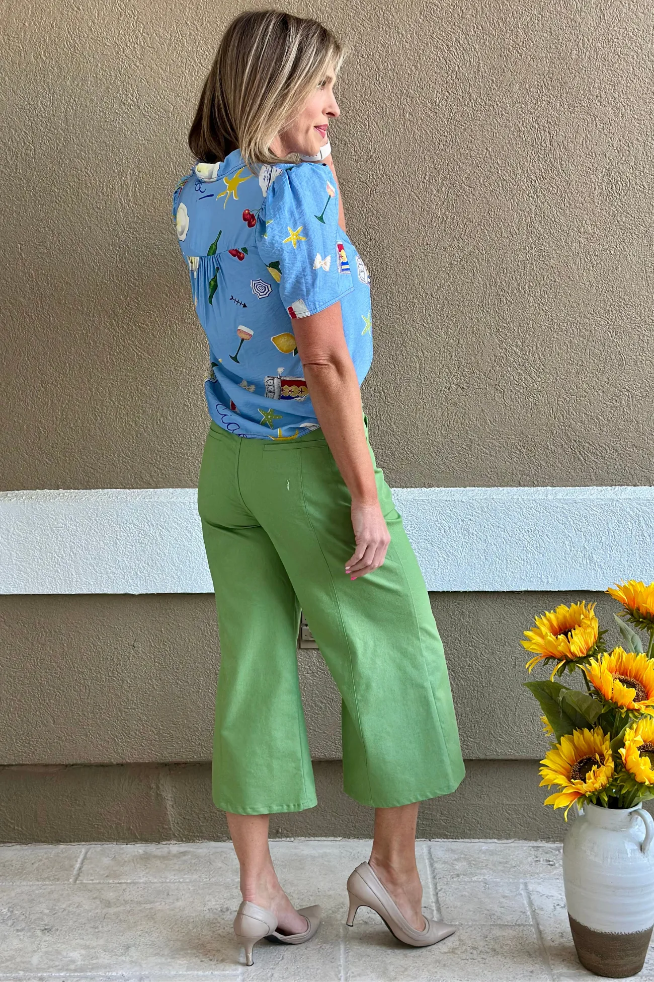Meadow Breeze Wide-Leg Pants in Apple Green