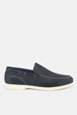 Men Navy Textured Loafer