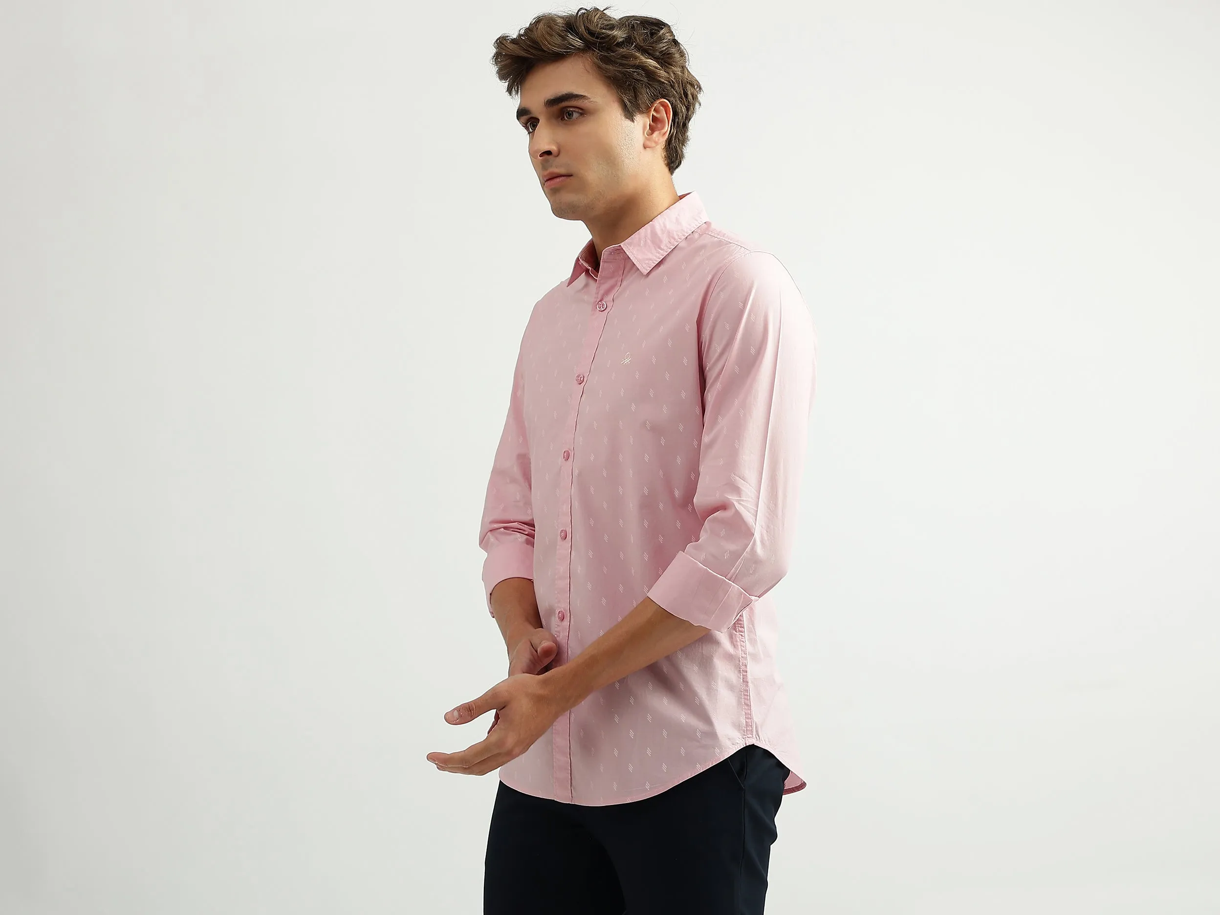 Men Printed Spread Collar Shirt