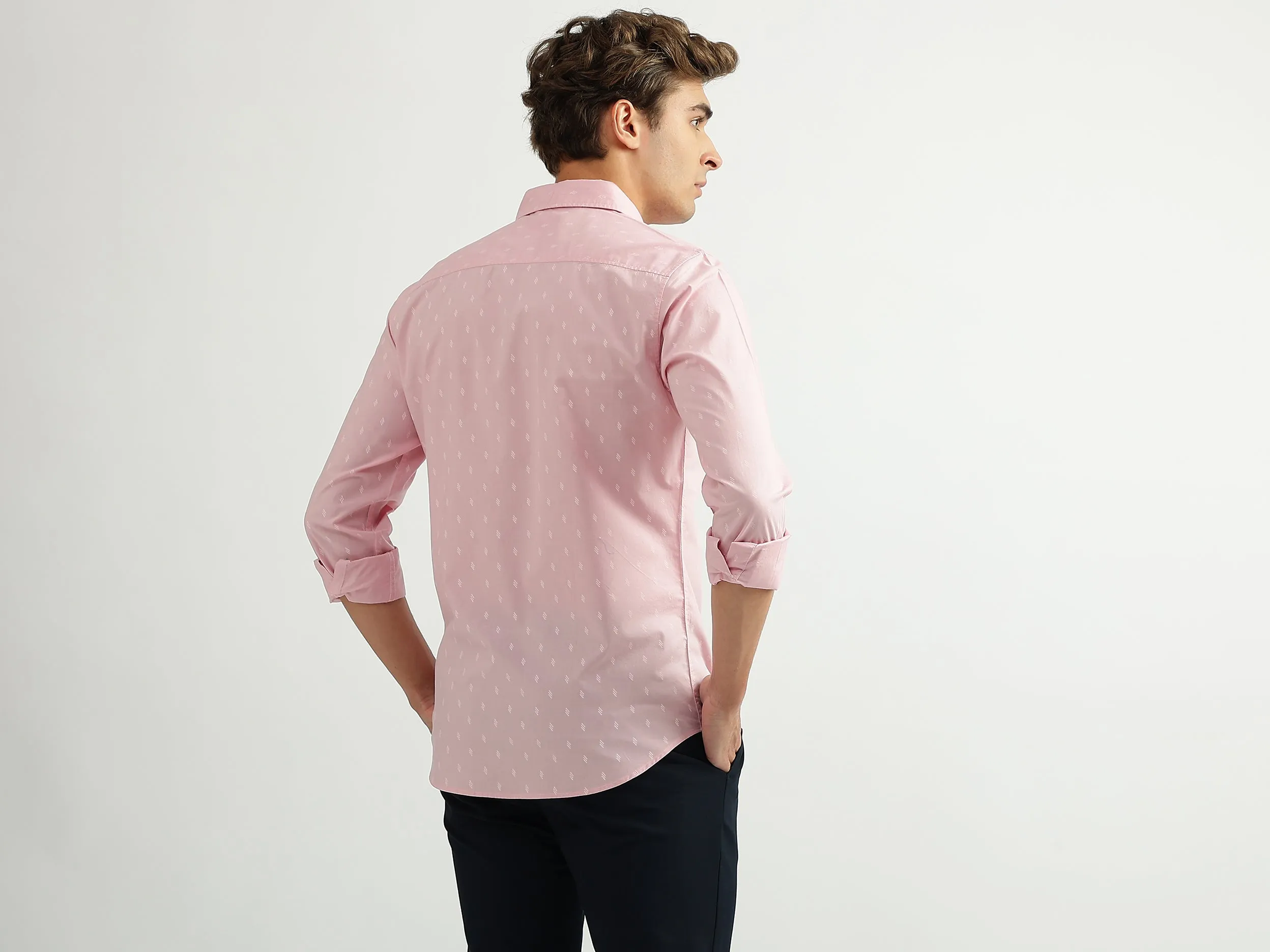 Men Printed Spread Collar Shirt
