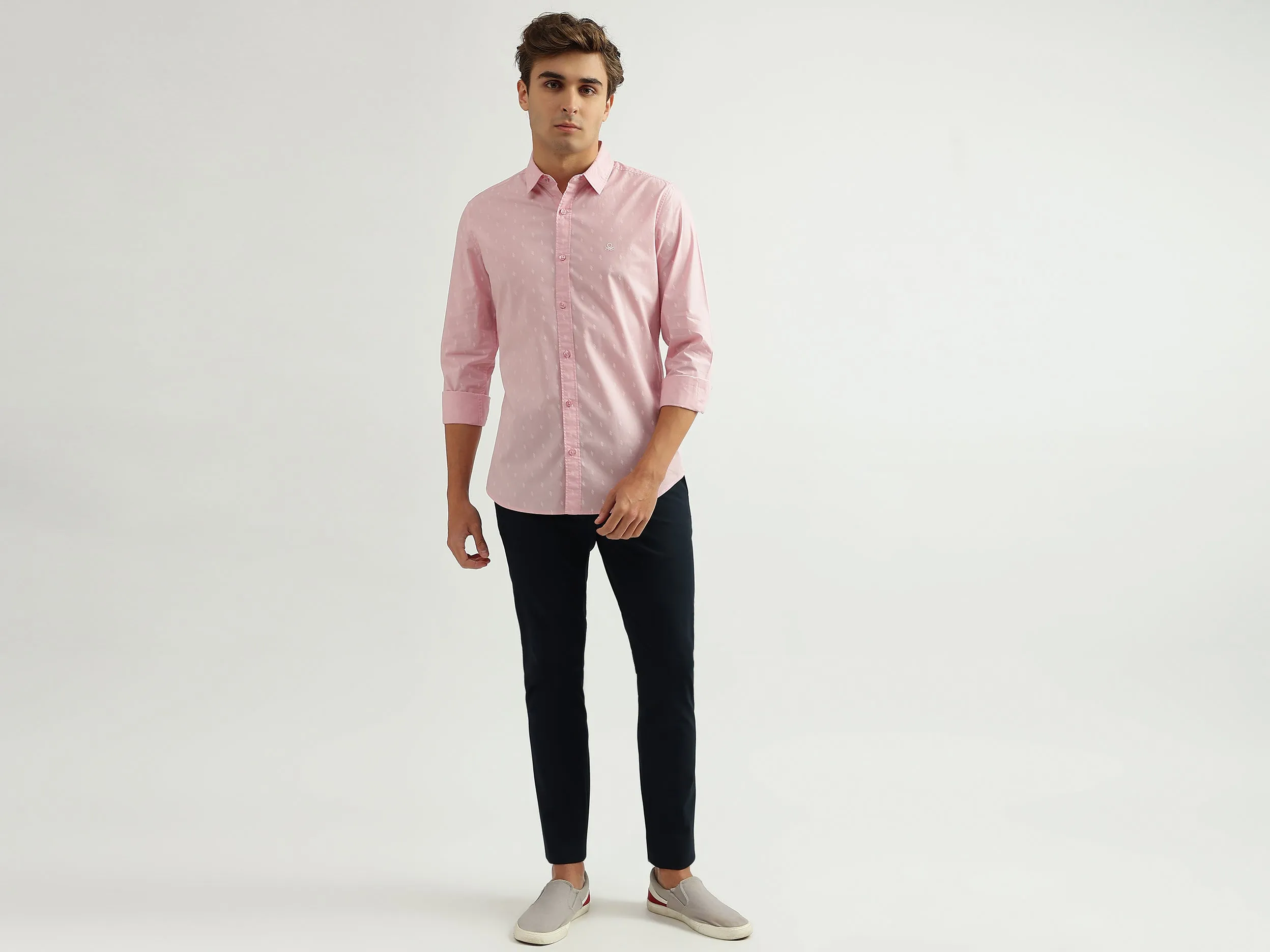 Men Printed Spread Collar Shirt