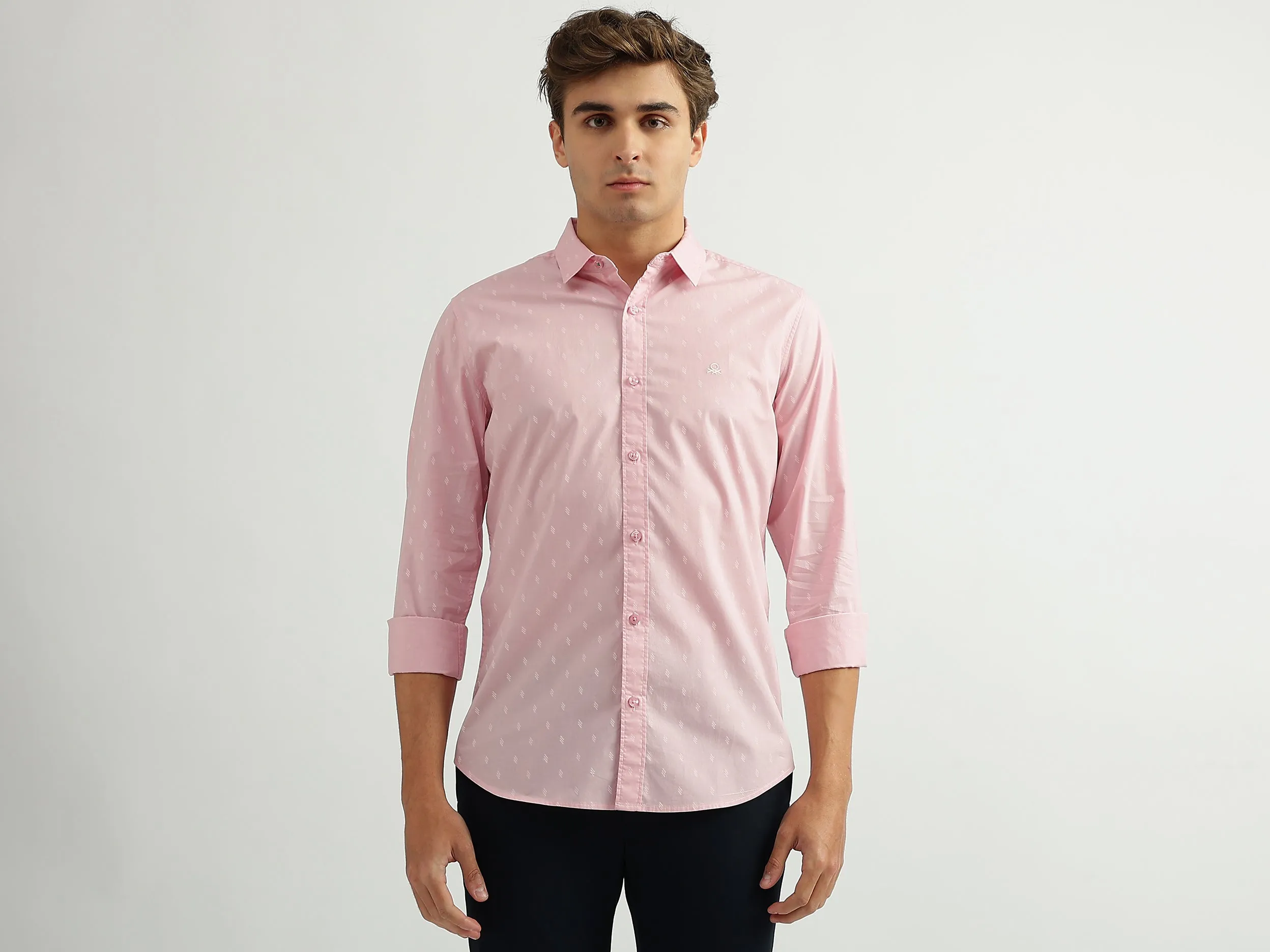 Men Printed Spread Collar Shirt