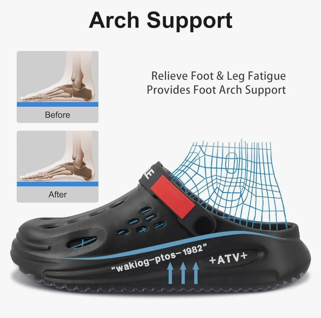 Mens Comfort Clogs | Cushioned Slip-on Walking Sandals | Versatile for Outdoor, Beach & Garden Use