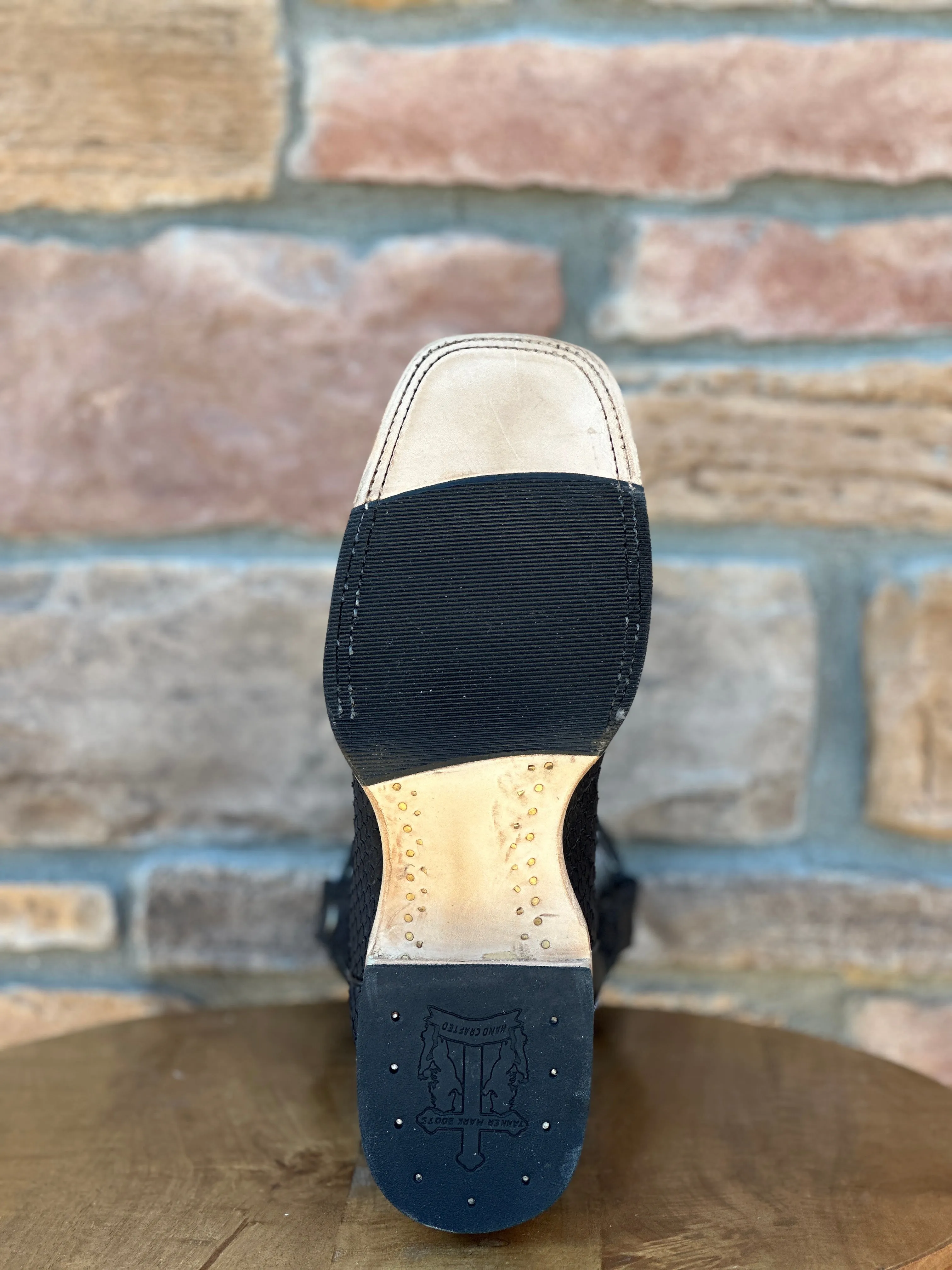 Men's Tanner Mark Genuine Python Matte Black Wide Square Toe