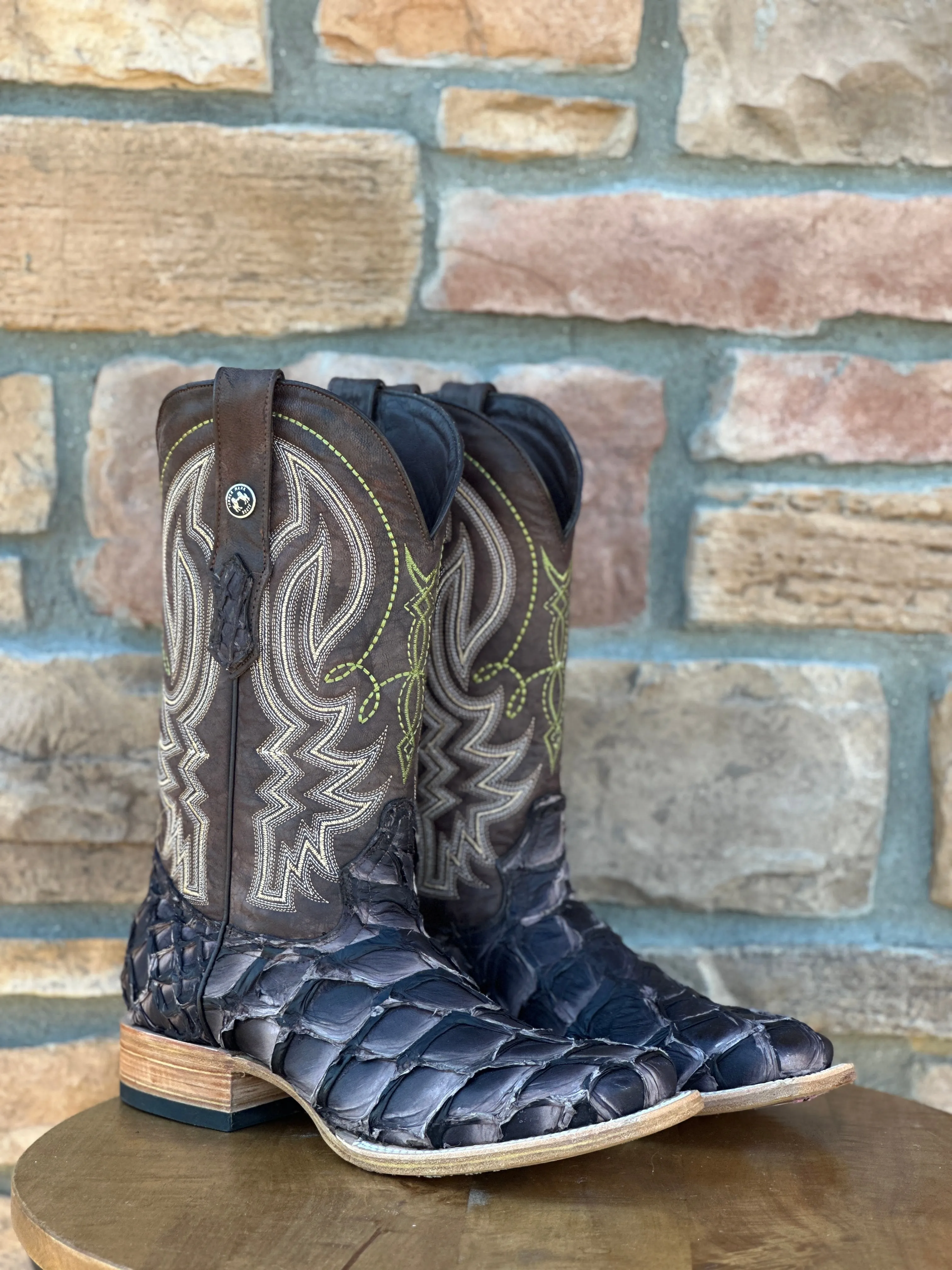 Men's Tanner Mark Monster Fish Matte Nicotine Wide Square Toe Boots