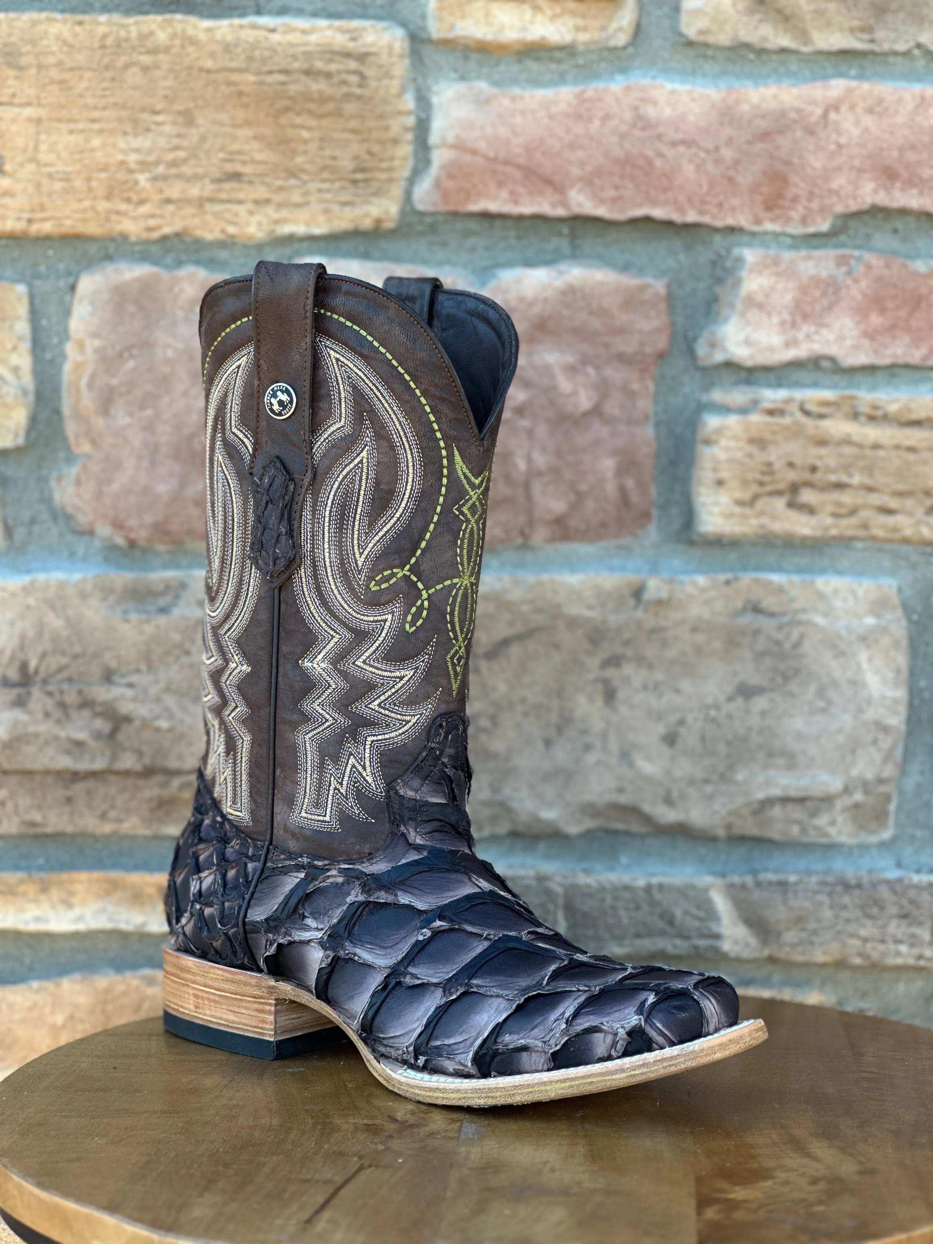 Men's Tanner Mark Monster Fish Matte Nicotine Wide Square Toe Boots