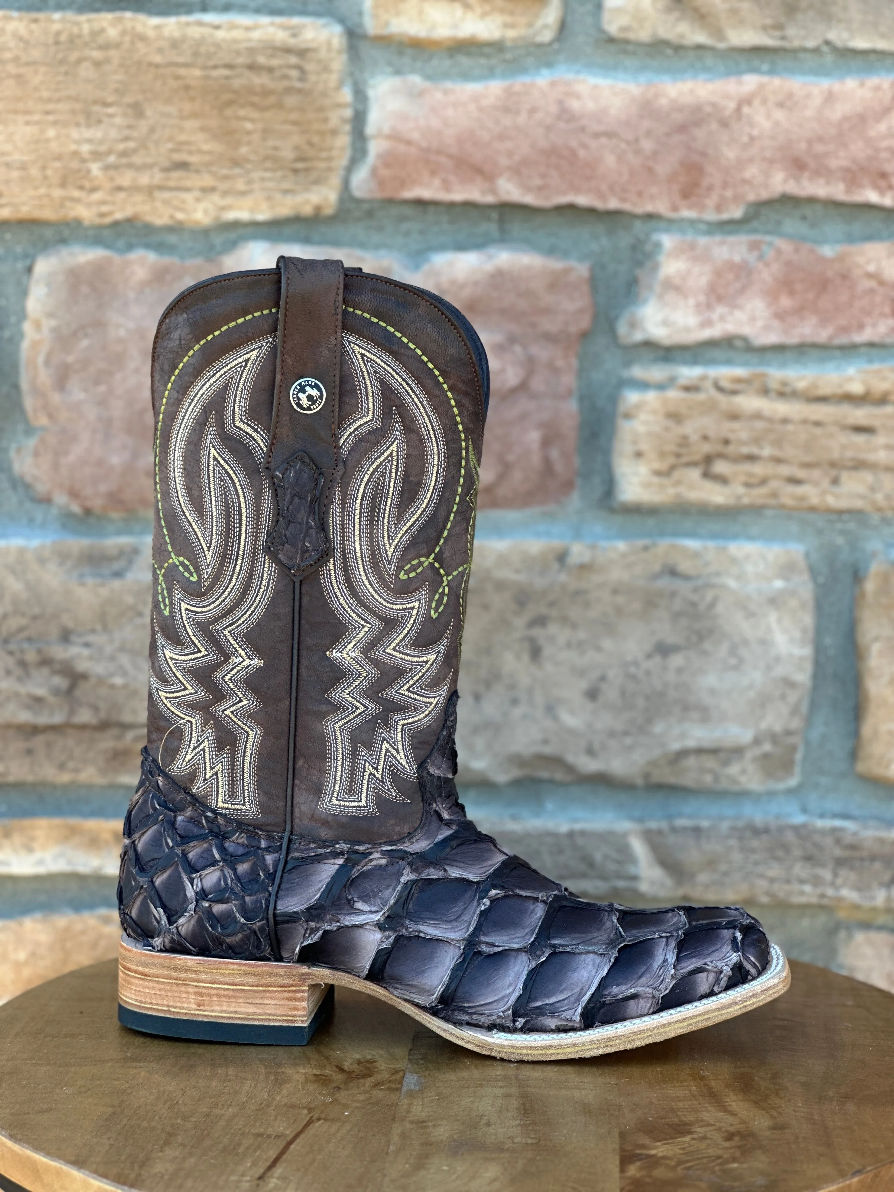 Men's Tanner Mark Monster Fish Matte Nicotine Wide Square Toe Boots