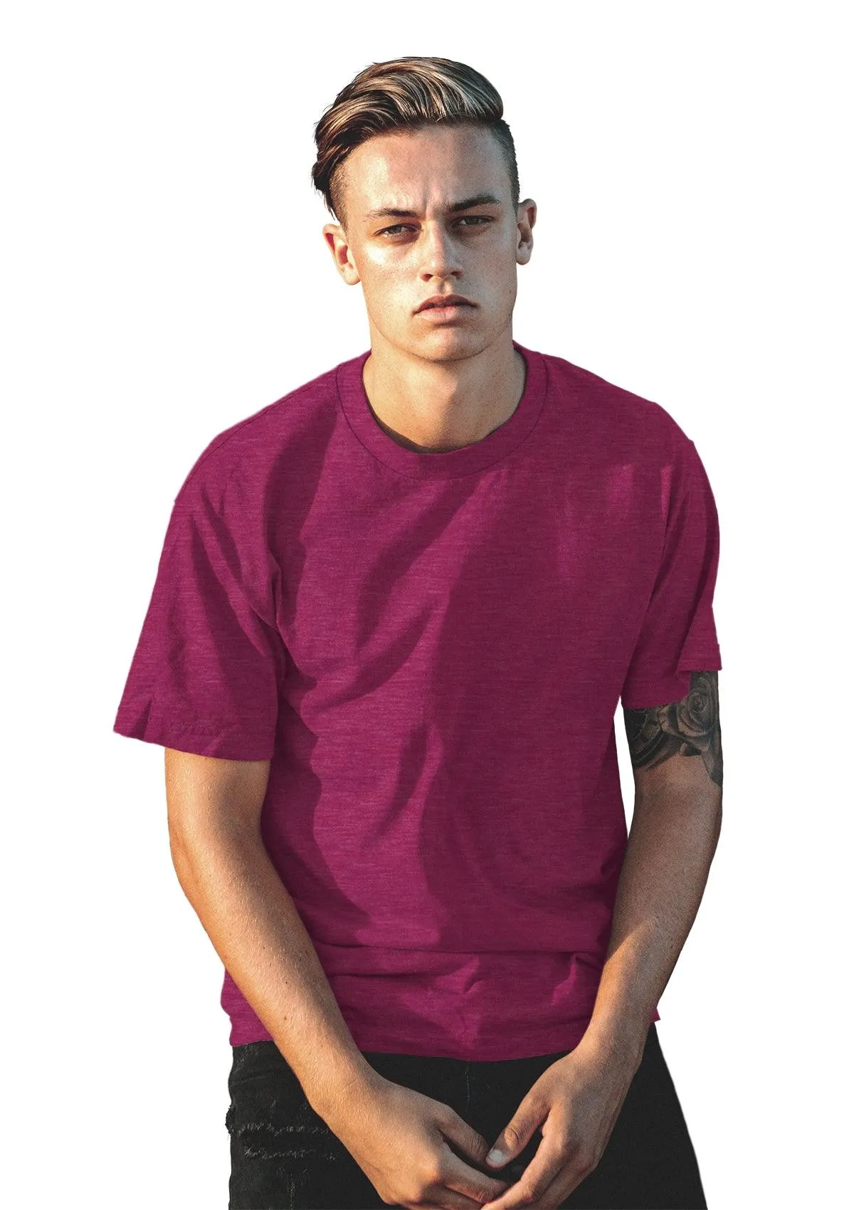 Men’s Triblend Berry Red Crew Neck T-Shirt