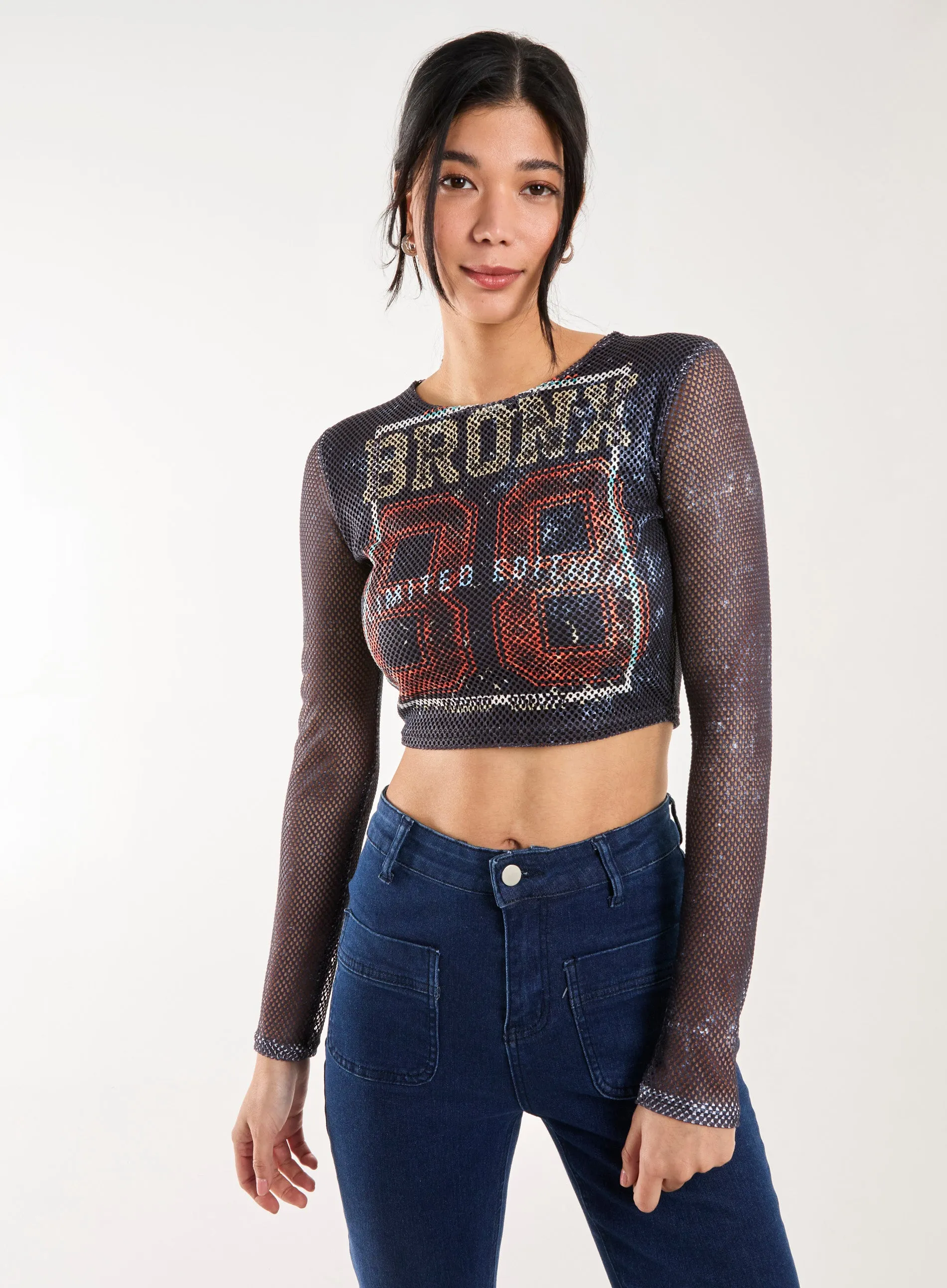 Mesh Athleisure Long Sleeve Net Top