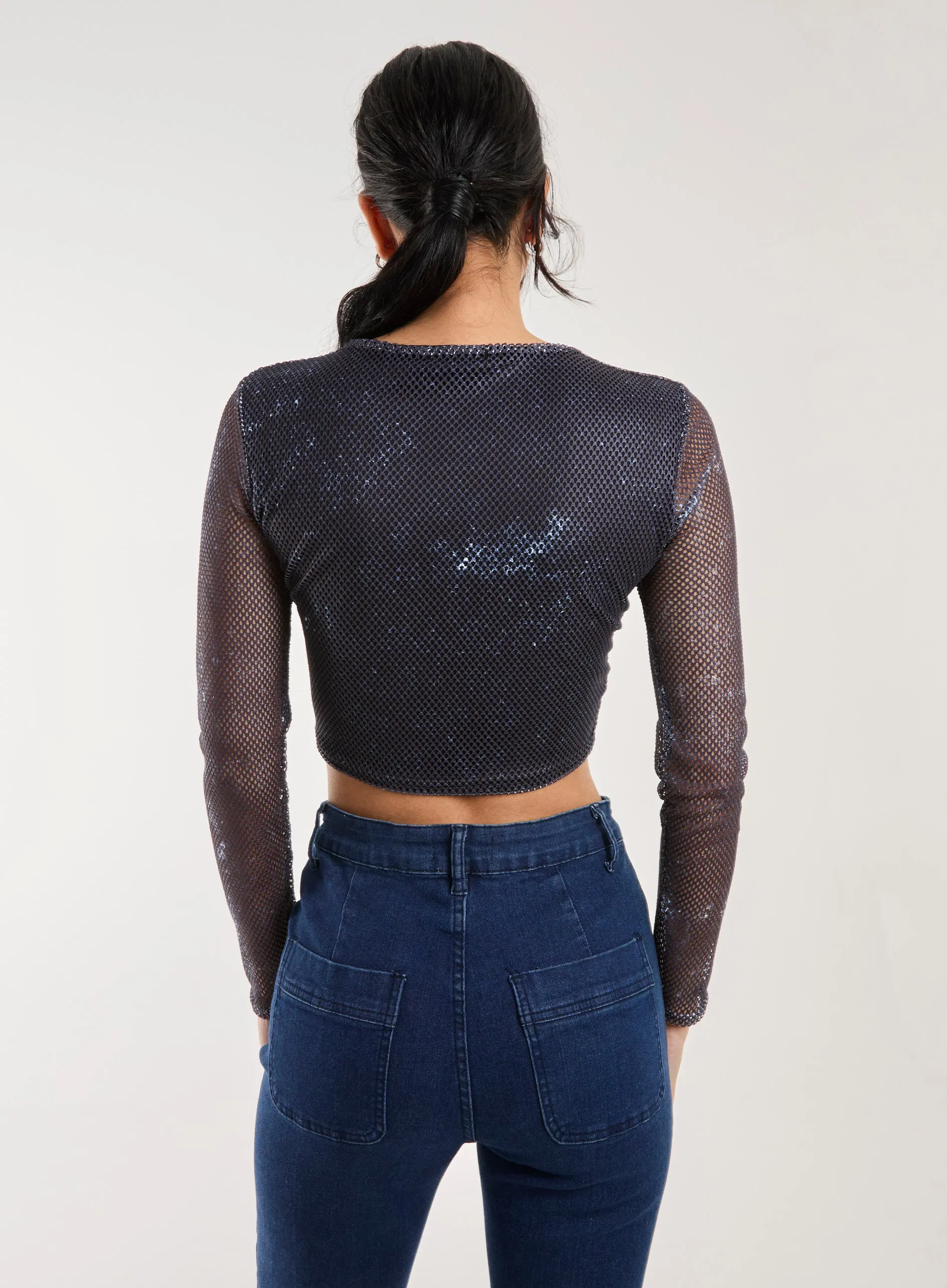 Mesh Athleisure Long Sleeve Net Top