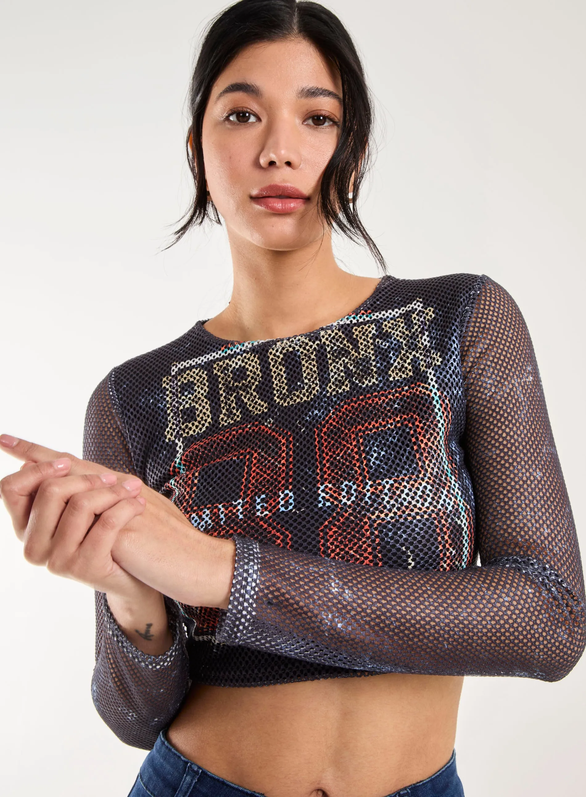 Mesh Athleisure Long Sleeve Net Top