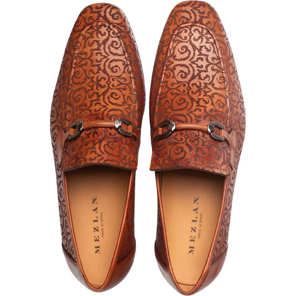 Mezlan Men's Alcaraz Laser-Embossed Bit-Saddle Slip-On in Cognac