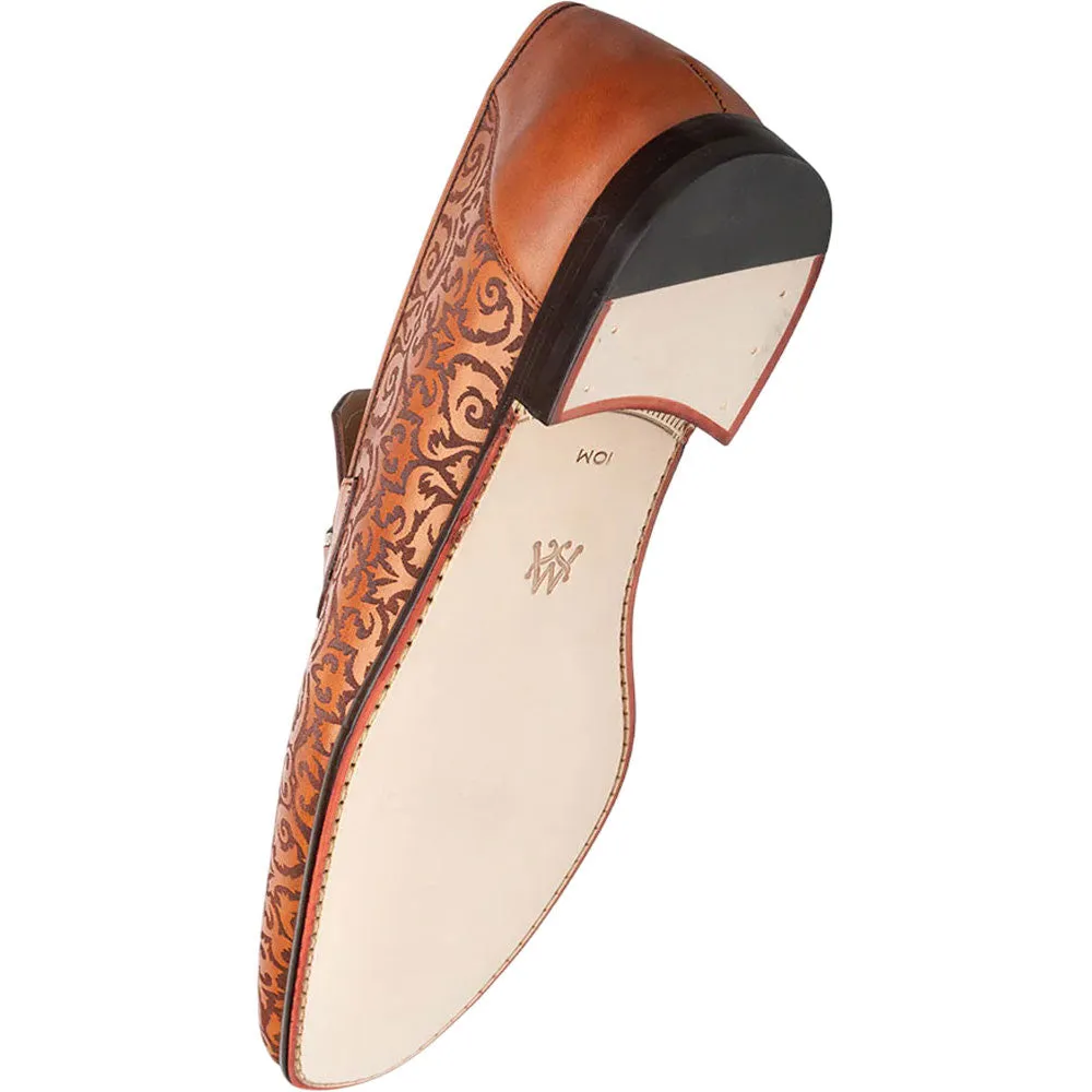 Mezlan Men's Alcaraz Laser-Embossed Bit-Saddle Slip-On in Cognac
