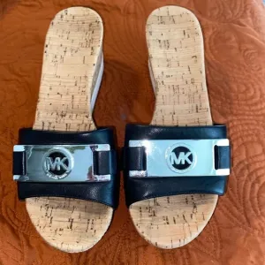 Michael Kors Warren Cork Platform Slide Wedge Sandals. Size 6.5 PERFECT