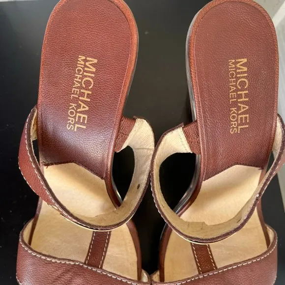 Michael Kors Women's Brown Block Platform Sandals Heels Size 9