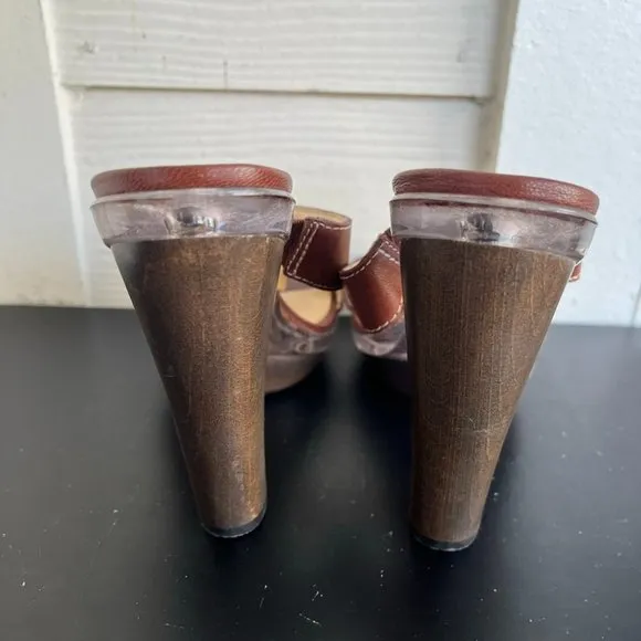 Michael Kors Women's Brown Block Platform Sandals Heels Size 9