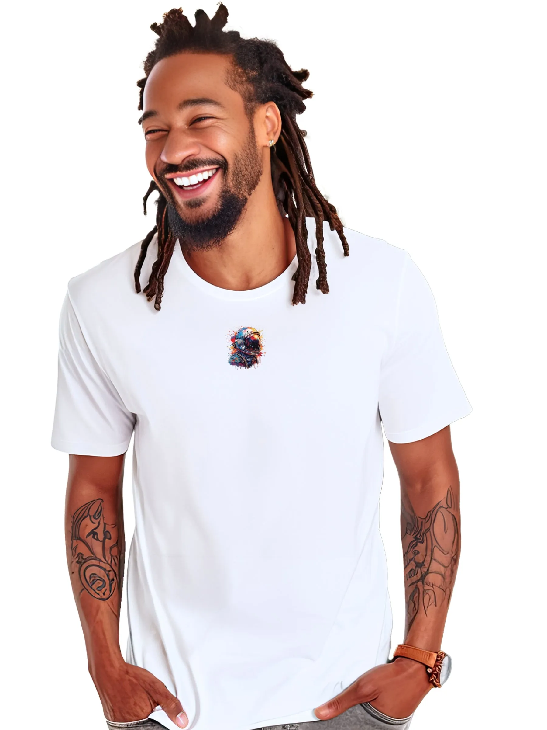 Minimal Graffiti Astronaut T-Shirt - Cool Graphic Tee for Men