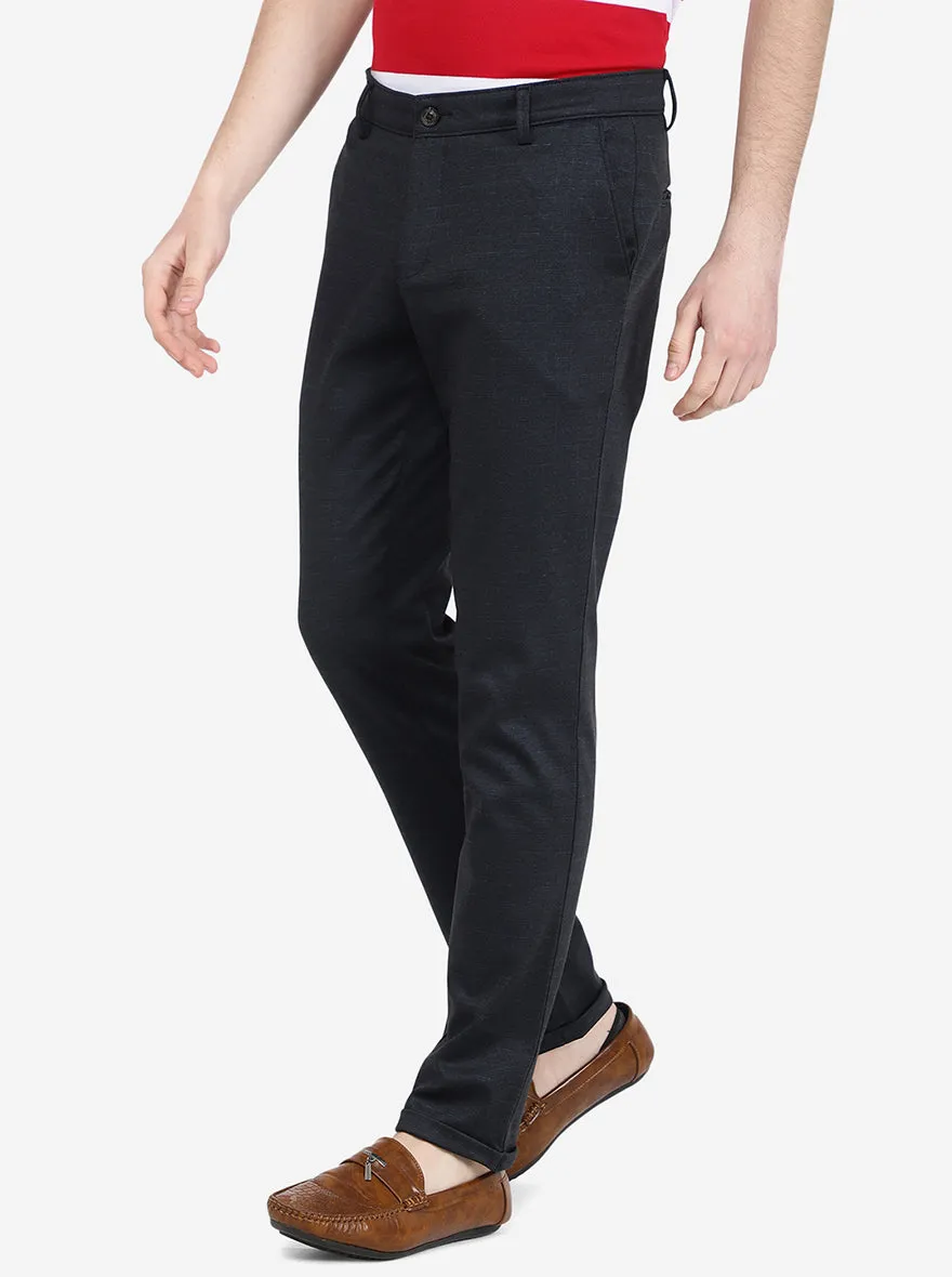 Navy Blue Solid Venice Fit Casual Trouser | Jadeblue