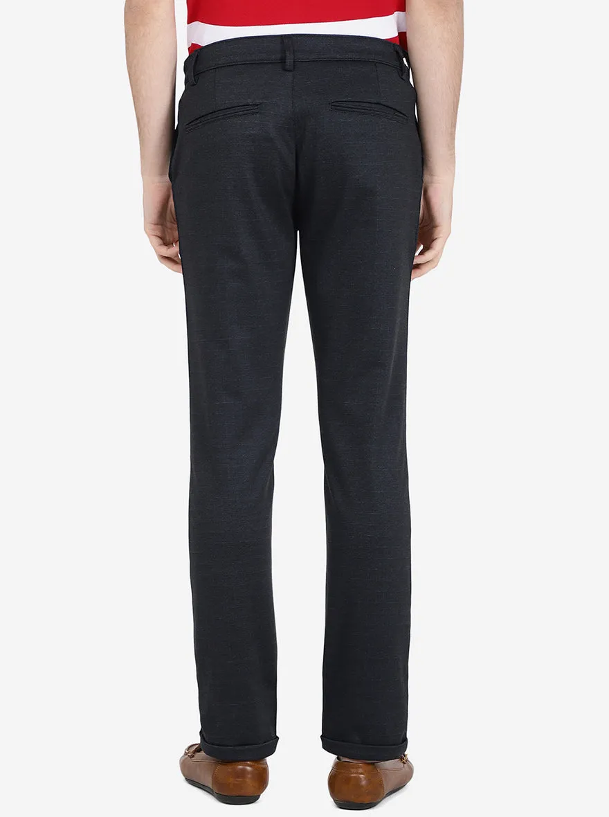 Navy Blue Solid Venice Fit Casual Trouser | Jadeblue