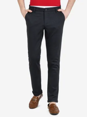 Navy Blue Solid Venice Fit Casual Trouser | Jadeblue