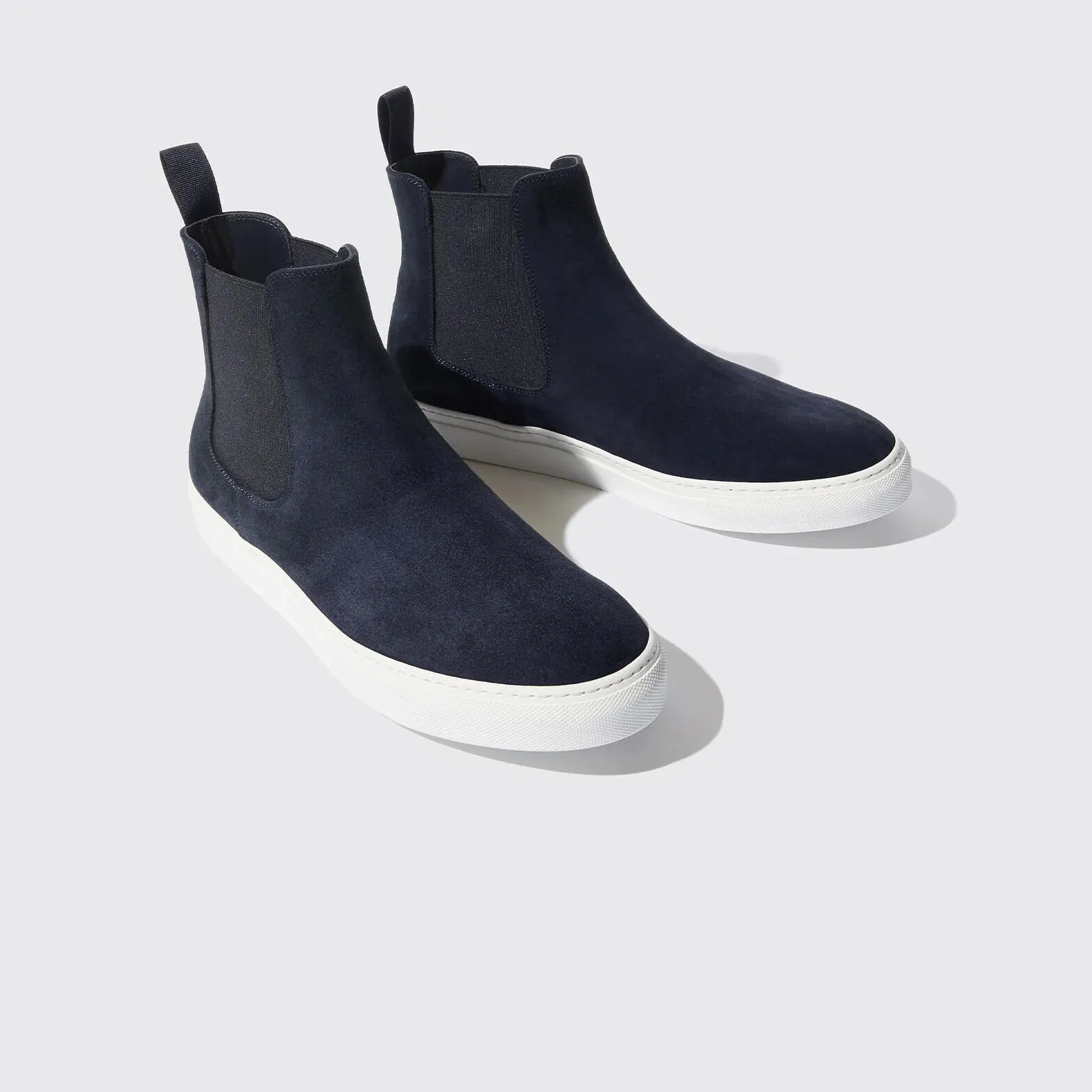 Navy Blue Suede Kevin High Top Chelsea Sneaker Boots - Sneakers Boots