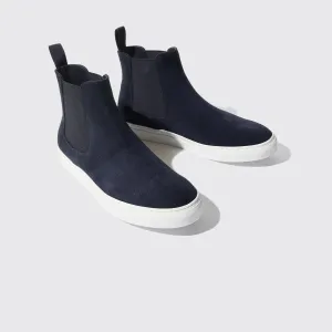 Navy Blue Suede Kevin High Top Chelsea Sneaker Boots - Sneakers Boots