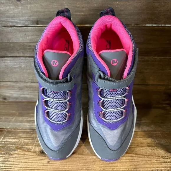 New Big Kids Merrell Moab Speed Gray‎ Mid Waterproof Ankle Hiking Boots Size 6 Y
