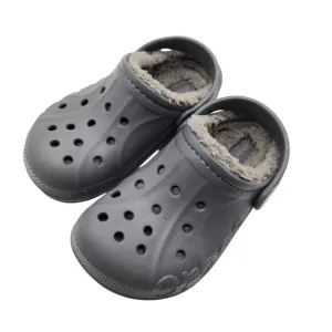 New Crocs Kids Baya Lined clogs Sandals toddler child SIZE 11 gray warm fuzzy