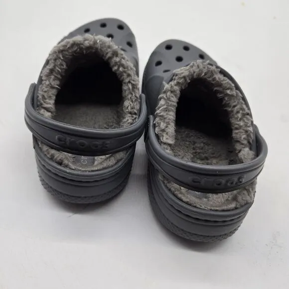 New Crocs Kids Baya Lined clogs Sandals toddler child SIZE 11 gray warm fuzzy